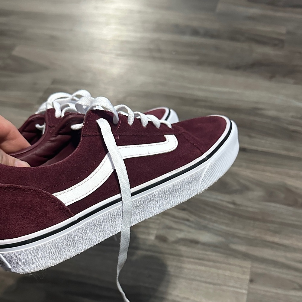 Vans Women's Burgundy and White Sneakers - Picture 10 of 10